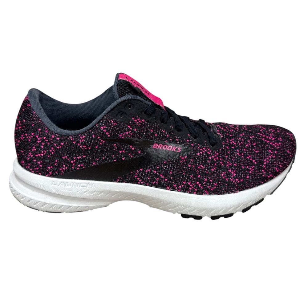 Brooks Launch 7 Women 9.5 Running Shoes Black Pink Mesh Knit 1203221B083 - Picture 4 of 10